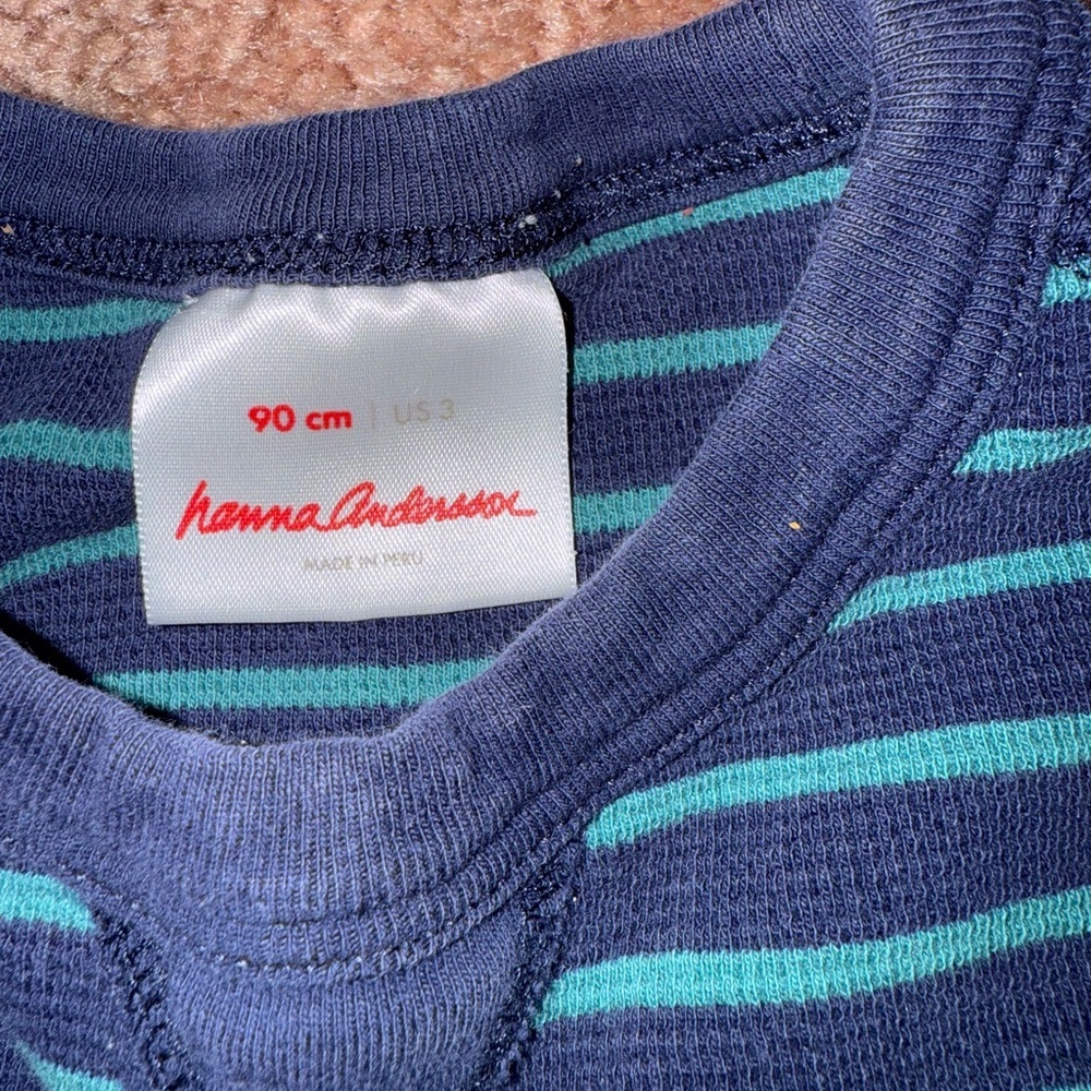 Hanna Andersson Blue and Aqua Striped Shirt - Picture 2 of 3